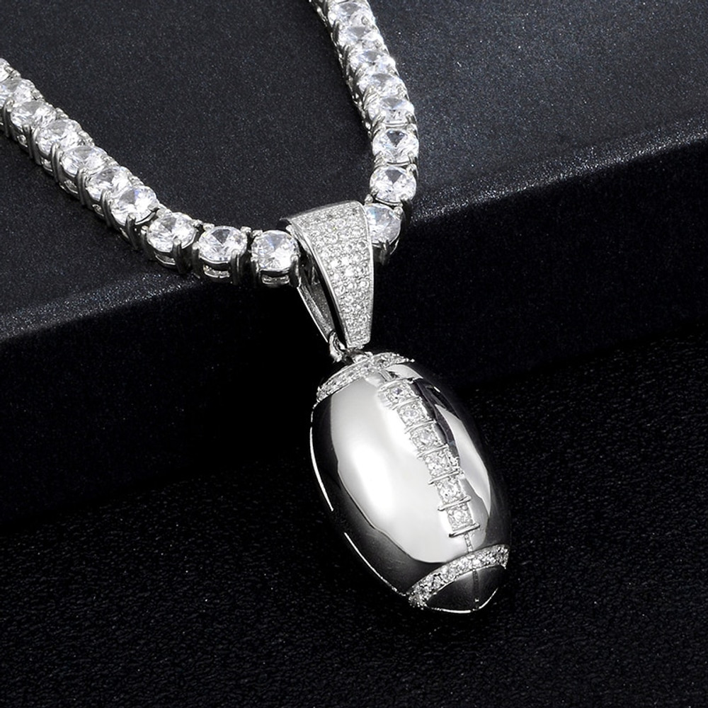 Mens Flooded Ice Hip Hop 18k Gold 3d Football Aaa Micro Pave