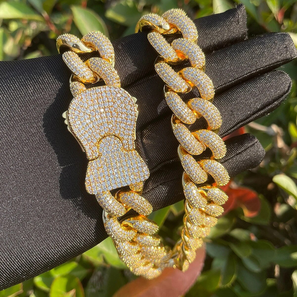 Mens 20mm Designer Miami Cuban Link Pad Lock Style Hip Hop Chain Necklace