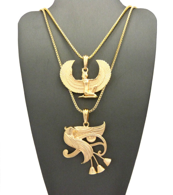 ​Eclectic Eye Of Ra Horus Falcon Of Tutankhamun Pendant Gold