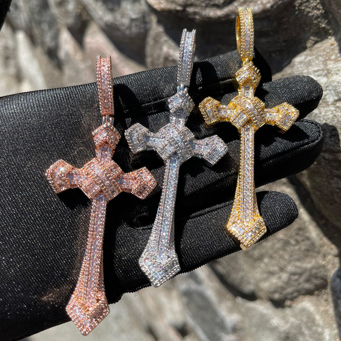 Men Reveal Your Bling With This Enchanting Baguette Ribbon Cross Hip Hop Pendant Chain! Men Reveal Your Bling With This Enchanting Baguette Ribbon Cross Hip Hop Pendant Chain!