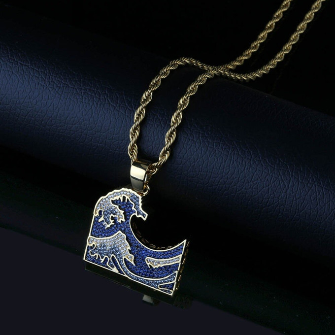 ​Flaunt The Great Wave Off Kanagawa Pendant While Remaining True To The Hip Hop Style 