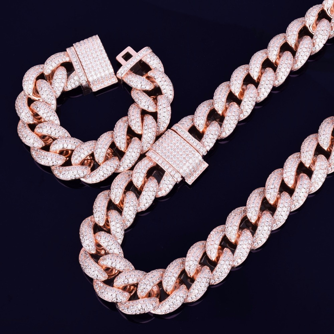 rose gold hip hop chain