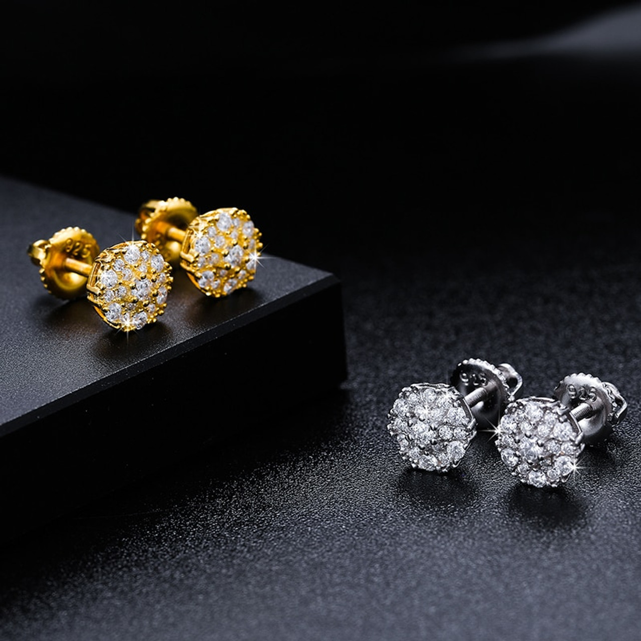 Rhodium VVS Lab Simulated Diamond Box Earrings – JewelryFresh