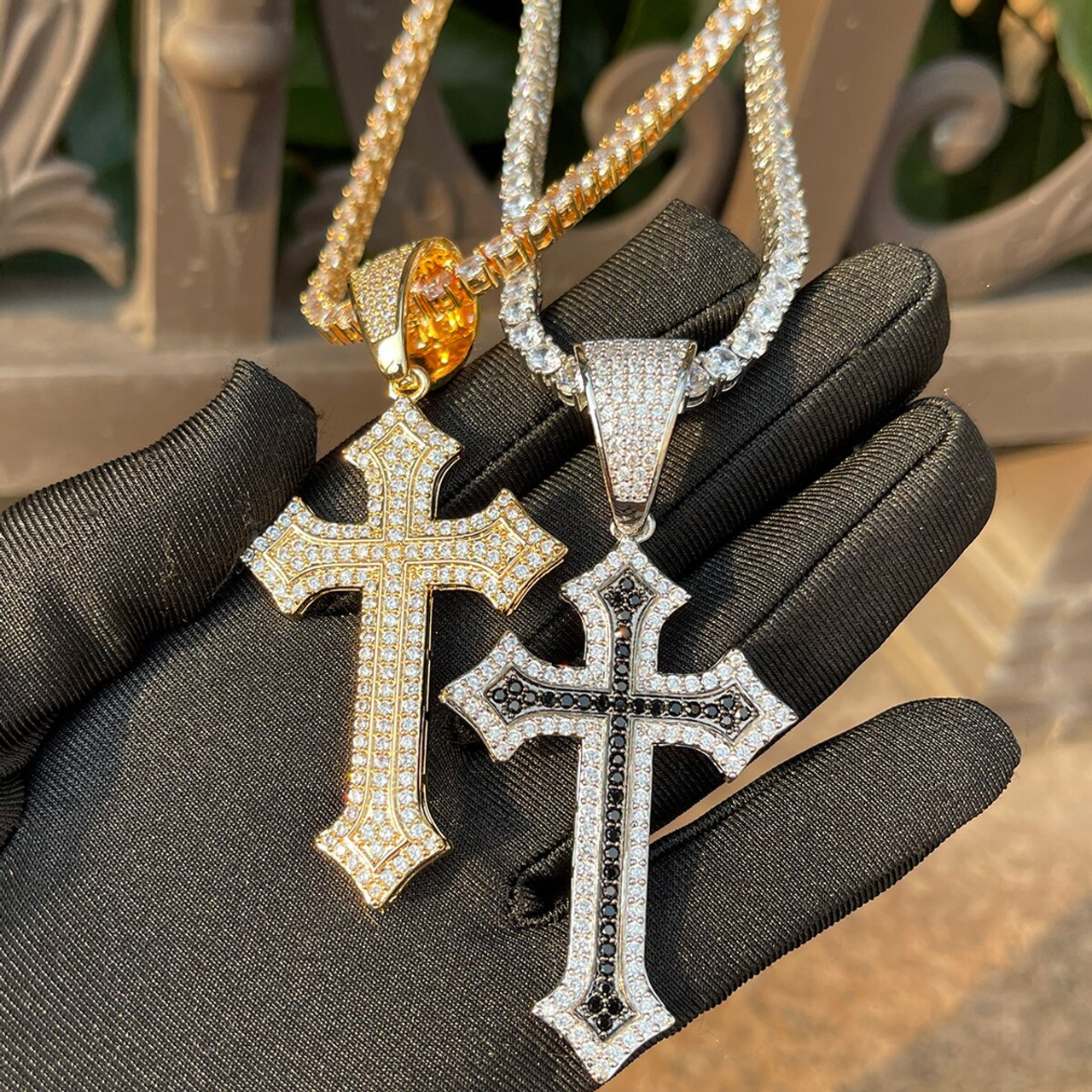 Mens Flooded Ice Ancient Arrow Cross Designer Hip Hop Chains Pendants -  Bling Jewelz