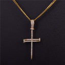 22k Gold .925 Silver Jesus Nails AAA Micro Pave Cross Pendant Chain Necklace