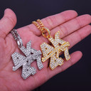 14k Gold Silver Iced Out Cuban Link Ak 47 Pendant Chain Set