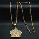 14k Gold Flooded Ice King Crown AAA Stone Stainless Steel Hip Hop Pendant