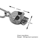Hip Hop Titanium Stainless Steel Ice Out Full Micro Pave Simulate Diamond Skeleton Skull Chain Pendant