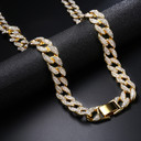 14k Gold .925 Silver 15mm 30inch Micro Pave Hip Hop Miami Curb Cuban Link Iced Out Chain Necklace