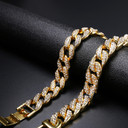 Men's Thick Full Lab Diamond Micro Pave 14k Gold Miami Cuban Link Chain Bracelet