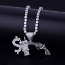18k Gold Money Power Respect AAA True Micro Pave Stone Hip Hop Pendant Chain Necklace