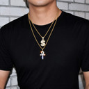 Flooded Ice Key Of Life 22k Gold Silver Rose Gold African Egyptian Ankh Cross Pendant Chain Necklace