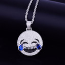 18k Gold .925 Silver AAA Micro Pave Laugh Cry Hip Hop Iced Emoji Pendant Chain Necklace