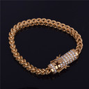 14k Gold Box Clasp Simulated Diamond Fox Franco Link Stainless Steel Bracelet