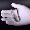 14k Gold Box Clasp Simulated Diamond Fox Franco Link Stainless Steel Bracelet