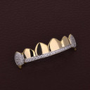 14k Gold Hip Hop Teeth Tooth Iced Out Micro Pave Fang Mouth Grillz Top and Bottom