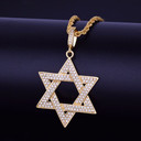 Rose 18k Gold .925 Silver Micro Pave AAA Flooded Ice Star of David Pendant Chain Necklace