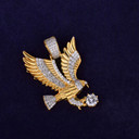 18k Gold AAA True Micro Pave Soaring Eagle Bling Pendant Chain Necklace