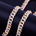 Rose Gold Silver 24k 12mm Mixed Color Cuban Link Hip Hop Chain Necklace