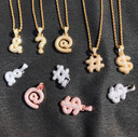 .925 Silver 18k Rose Gold Punctuation Custom Bubble Letters Hip Hop Pendants