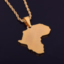 Simulate Diamond Africa Map 14k Gold Bling Bling Pendant Chain Neckalce