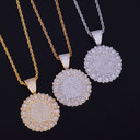 Round Cluster 18k Gold .925 Silver Medallion Pendant AAA Micro Pave Chain Necklace