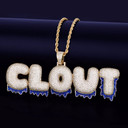 Micro Pave Hip Hop Custom Name Plate Blue Drip Bubble Letters Pendant