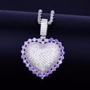 Ladies Rainbow Simulate Diamond Micro Pave Heart Pendant Chain Necklace