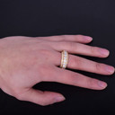 Men's 5 Row Solid Solitaire 18K Gold .925 Silver Rotatable Ring