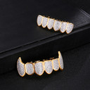 Flooded Ice 14k Gold Silver AAA Micro Pave Fang Teeth Grillz Top Bottom Set