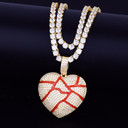 .925 Silver 18k Gold AAA Micro Pave Broken Shattered Heart Iced Pendant Chain Necklace