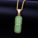 Micro Pave Iced Detachable Pill Shape Hip Hop Pendant Chain Necklace