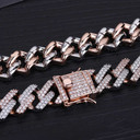 Micro Pave Flooded Ice 14mm Miami Cuban Link Rose Gold Silver Hip Hop Chain Necklace