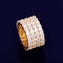 18k Gold Flooded Ice Four Row Solitaire Rings