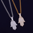 18k Gold .925 Silver Hamsa Hand Pendant