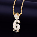 The King's Drip | VVS Diamond CZ Crown Micro Pave Number Hip Hop Pendants