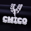 20MM Cuban Link Custom Name Frozen Ice Dripping Bubble Letters Pendant