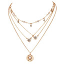 Bohemian Fashion Delicate Crystal Tassel Rhinestone Star Multilayer Gold Necklace Charm