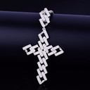 .925 Silver Flooded Ice Cuban Link Cross Chain Necklace
