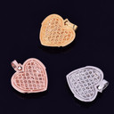 18k Rose Gold .925 Silver Blood Overflowing Heart AAA Micro Pave Hip Hop Pendant Chain Necklace