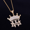 AAA True Micro Pave Stone 18k Gold .925 Silver Rose Gold MW Hip Hop Initial Pendant Chain Necklace