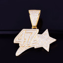 18k Gold .925 Silver Micro Pave Stone 47 Star Hip Hop AAA True Micro Pave Pendant Chain Necklace