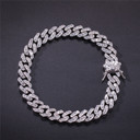 Hip Hop 10MM Iced AAA Micro Pave Stone Cuban Link 18k Gold .925 Silver Bracelet