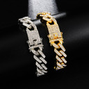 Hip Hop 15MM  Iced Full AAA Stone Designer Cuban Link Bracelet