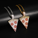 Hip Hop Full AAA Micro Pave Simulate Diamond Slice of the Pie Pizza Hip Hop Pendant Chain Necklace