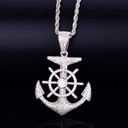 .925 Silver AAA Micro Pave Stone Anchor Cross Pendant