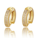 Hip Hop 144 Gold 925 Silver AAA Micro Pave Huggie Hoop Bling Earrings