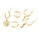 Fashion Eye Moon Lightning 5 Piece Gold Hanging Stud Boho Earrings Jewelry Sets