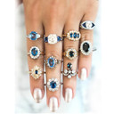 11 Piece Delicate Luxury Women Blue Crystal Water Drop Flower Ring Jewelry Set