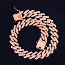 24k Rose Gold 925 Silver 18mm Square Designer Cuban Link Hip Hop Flooded Ice Chain Necklace